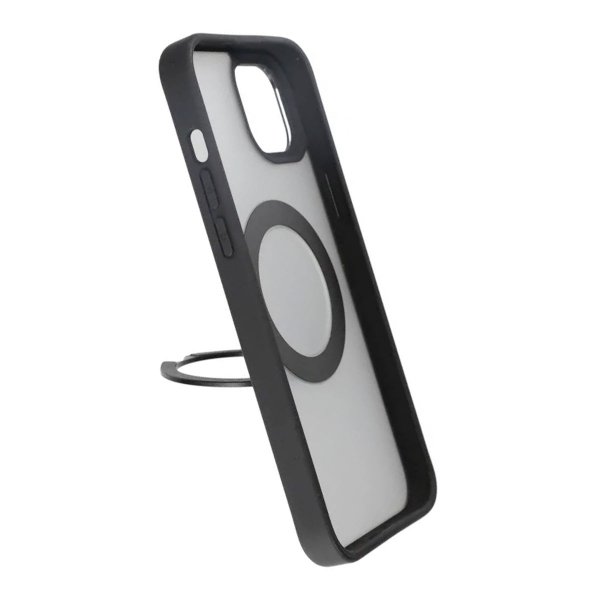 Rvelon iPhone 15 Cover Roterbart MagSafe Stativ Mat Sort