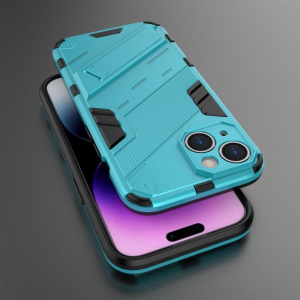 iPhone 15 Cover med Stander Lyseblå
