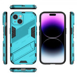 iPhone 15 Cover med Stander Lyseblå