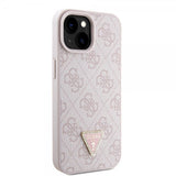 Guess iPhone 15 Cover Metal Logo Strass Crossbody Strap Rosa