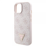 Guess iPhone 15 Cover Metal Logo Strass Crossbody Strap Rosa