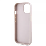 Guess iPhone 15 Cover Metal Logo Strass Crossbody Strap Rosa