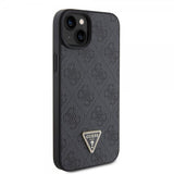 Guess iPhone 15 Cover Metal Logo Rhinestone Crossbody Strap Sort