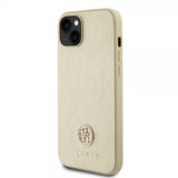 Guess iPhone 15 Cover Metal Logo Rhinestone Guld