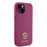 Guess iPhone 15 Cover Metal Logo Strass Metallic Rose