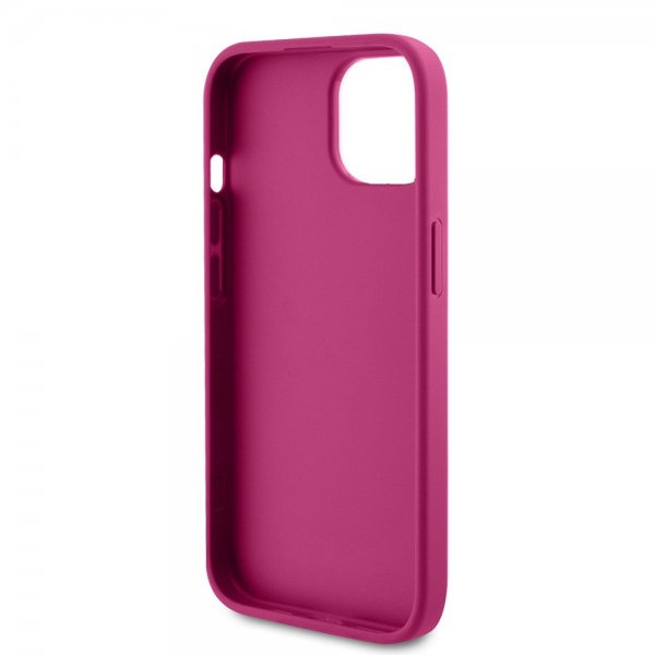 Guess iPhone 15 Cover Metal Logo Strass Metallic Rose