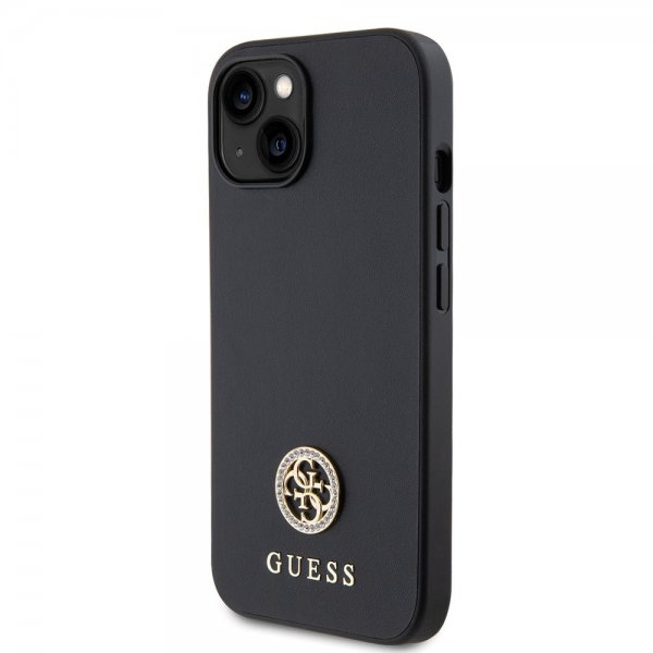 Guess iPhone 15 Cover Metal Logo Strass Sort