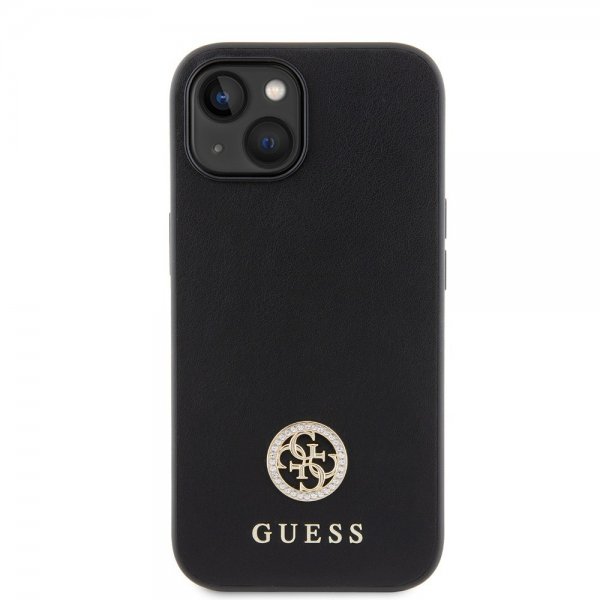 Guess iPhone 15 Cover Metal Logo Strass Sort