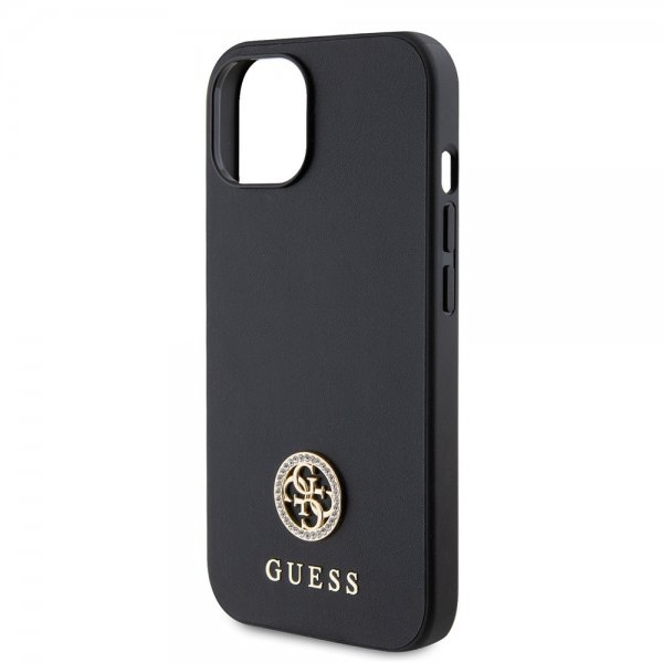 Guess iPhone 15 Cover Metal Logo Strass Sort