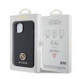 Guess iPhone 15 Cover Metal Logo Strass Sort