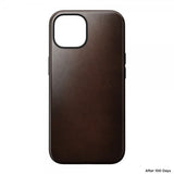 Nomad iPhone 15 Cover Modern Leather Case Horween Rustic Brown
