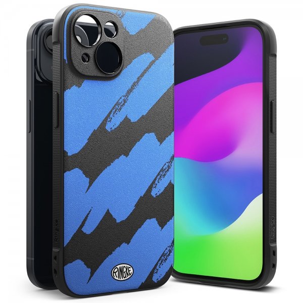 Ringke iPhone 15 Cover Onyx Design Blue Brush