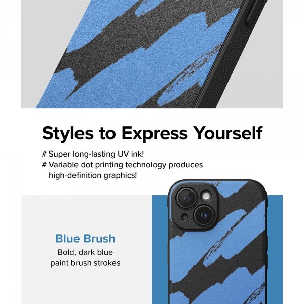 Ringke iPhone 15 Cover Onyx Design Blue Brush