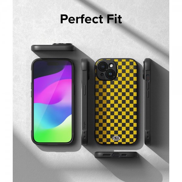 Ringke iPhone 15 Cover Onyx Design Checkerboard Yellow