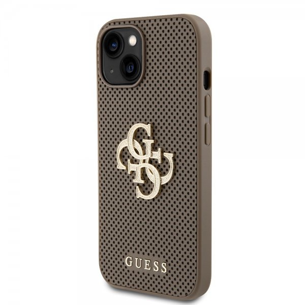 Guess iPhone 15 Cover Perforated Glitter Brun