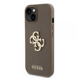 Guess iPhone 15 Cover Perforated Glitter Brun