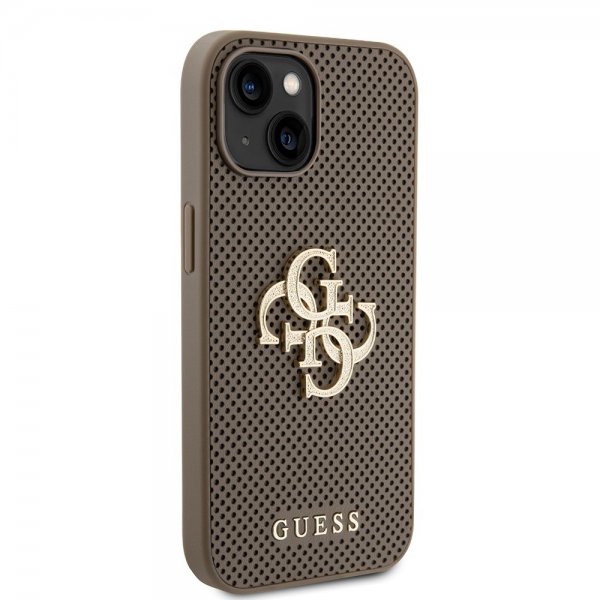 Guess iPhone 15 Cover Perforated Glitter Brun