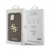 Guess iPhone 15 Cover Perforated Glitter Brun