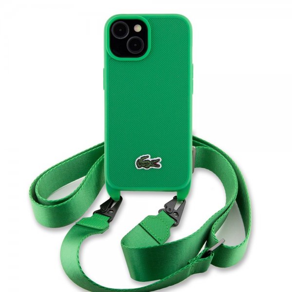 Lacoste iPhone 15 Cover Petit Pique Logo Strap Grøn