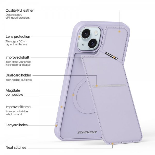 Dux Ducis iPhone 15 Cover Rafi II Series MagSafe Lilla