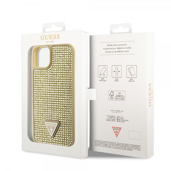 Guess iPhone 15 Cover Rhinestone Guld
