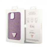 Guess iPhone 15 Cover Rhinestone Lilla