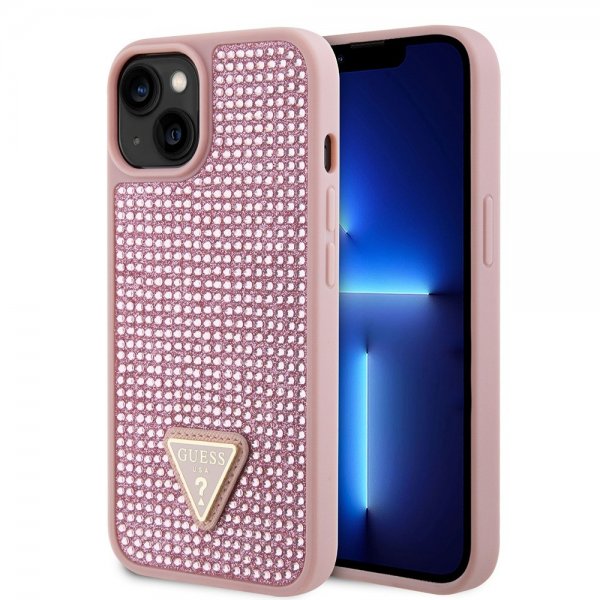 Guess iPhone 15 Cover Rhinestone Rosa