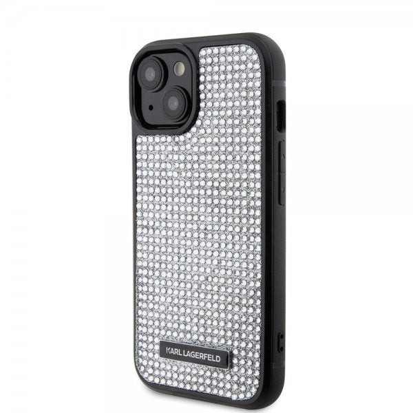 Karl Lagerfeld iPhone 15 Cover Rhinestone Silver