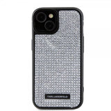 Karl Lagerfeld iPhone 15 Cover Rhinestone Silver