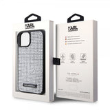 Karl Lagerfeld iPhone 15 Cover Rhinestone Silver