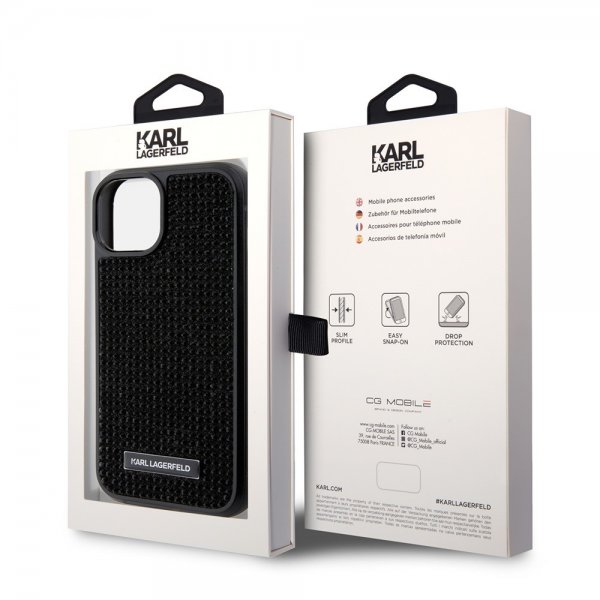 Karl Lagerfeld iPhone 15 Cover Rhinestone Sort