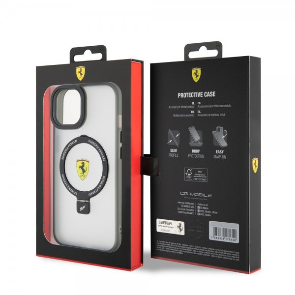 Ferrari iPhone 15 Cover Ring Stand MagSafe Sort