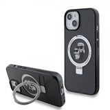 Karl Lagerfeld iPhone 15 Cover Ring Stand MagSafe Sort