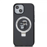 Karl Lagerfeld iPhone 15 Cover Ring Stand MagSafe Sort