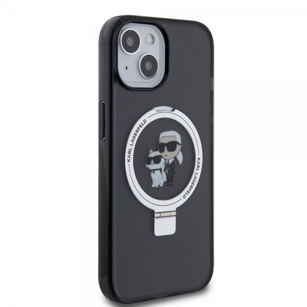 Karl Lagerfeld iPhone 15 Cover Ring Stand MagSafe Sort