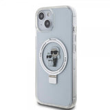 Karl Lagerfeld iPhone 15 Cover Ring Stand MagSafe Hvid