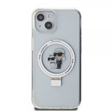 Karl Lagerfeld iPhone 15 Cover Ring Stand MagSafe Hvid