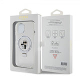 Karl Lagerfeld iPhone 15 Cover Ring Stand MagSafe Hvid