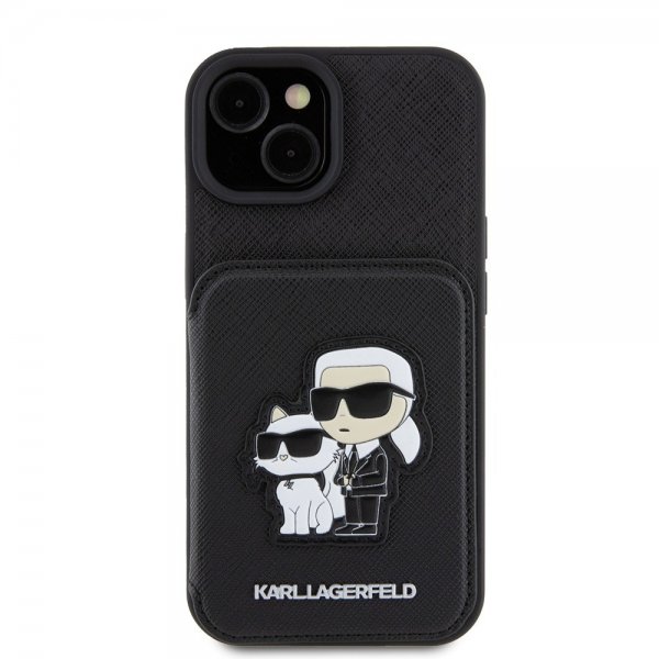 Karl Lagerfeld iPhone 15 Cover Saffiano Card Slots & Stand Sort
