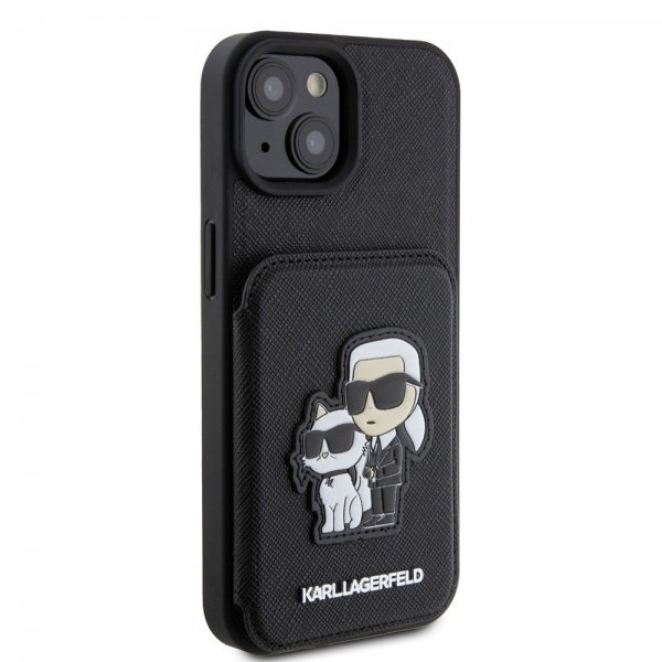 Karl Lagerfeld iPhone 15 Cover Saffiano Card Slots & Stand Sort