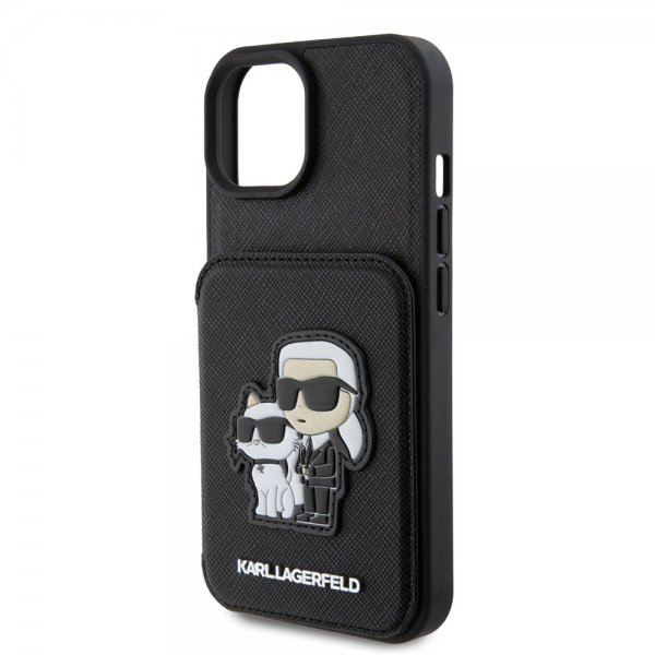Karl Lagerfeld iPhone 15 Cover Saffiano Card Slots & Stand Sort