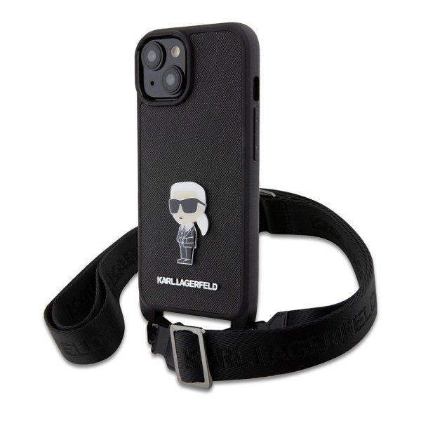 Karl Lagerfeld iPhone 15 Cover Saffiano Crossbody Sort
