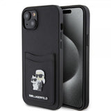 Karl Lagerfeld iPhone 15 Cover Saffiano Double Cardslot Sort