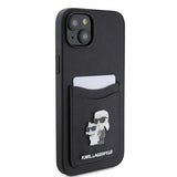 Karl Lagerfeld iPhone 15 Cover Saffiano Double Cardslot Sort