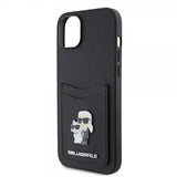 Karl Lagerfeld iPhone 15 Cover Saffiano Double Cardslot Sort
