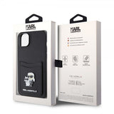 Karl Lagerfeld iPhone 15 Cover Saffiano Double Cardslot Sort