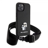 Karl Lagerfeld iPhone 15 Cover Saffiano Karl & Choupette Crossbody Sort