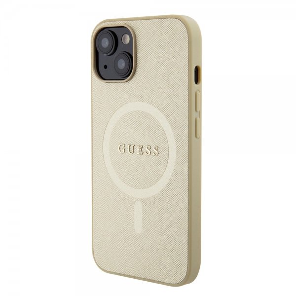 Guess iPhone 15 Cover Saffiano MagSafe Beige