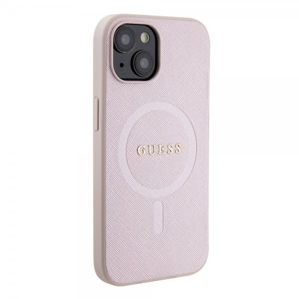 Guess iPhone 15 Cover Saffiano MagSafe Rosa