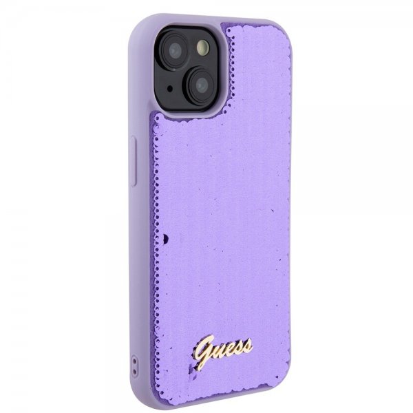 Guess iPhone 15 Cover Sequin Lilla